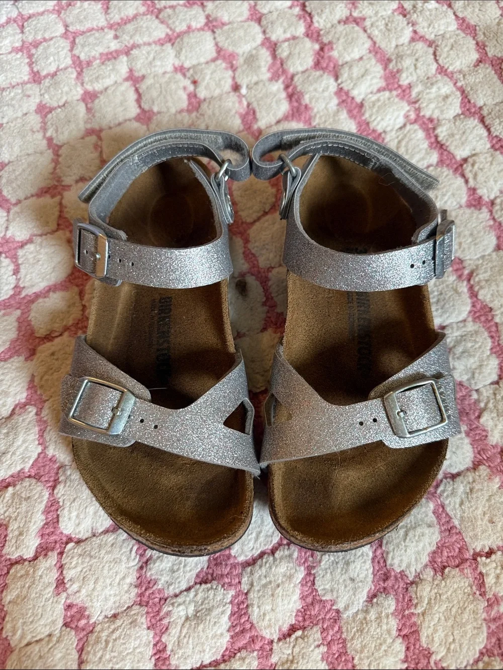 Birkenstock Kids Glitter Buckle Sandals - Silver Sparkle